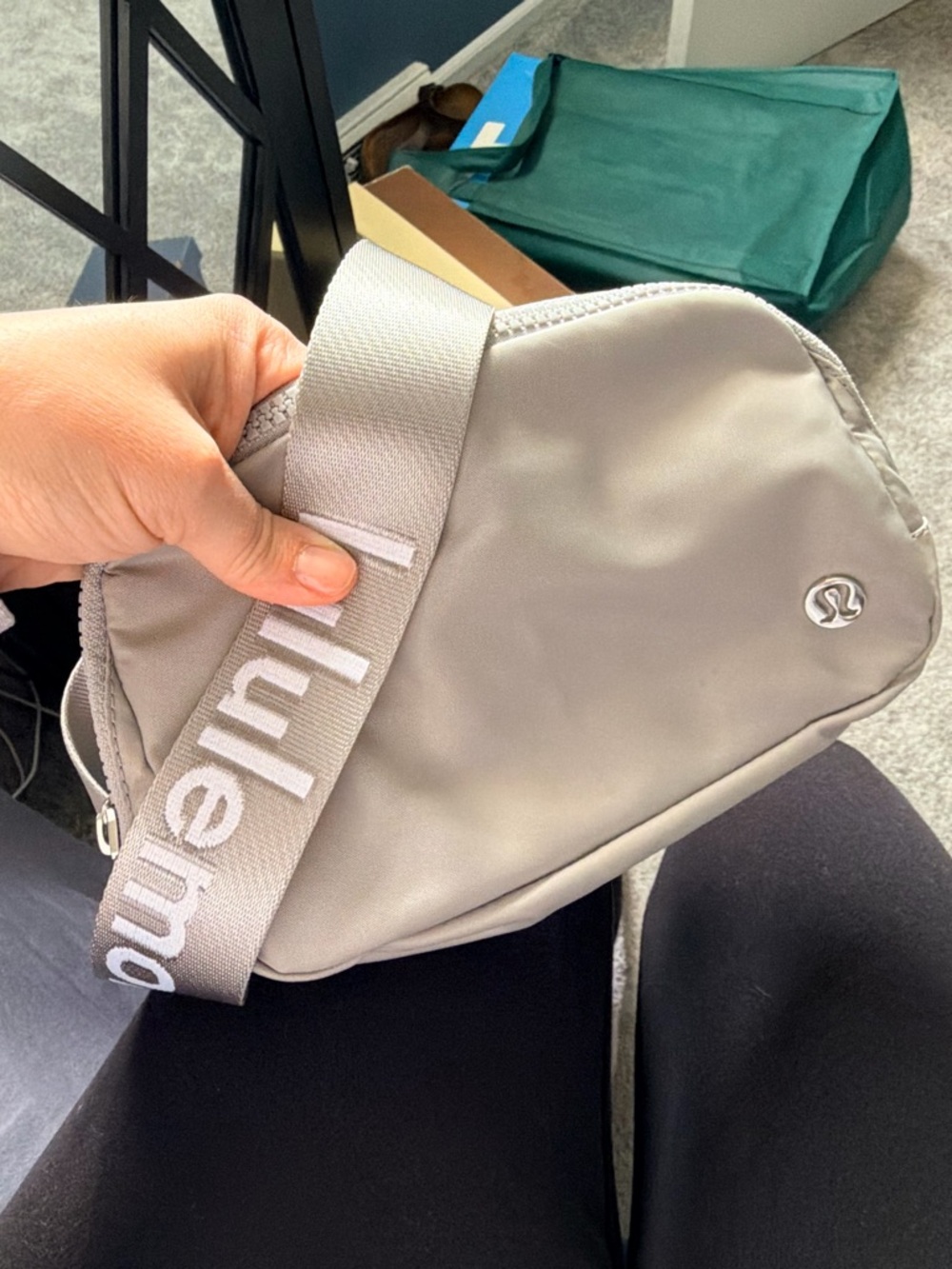 lululemon athletica Light Gray Crossbody Bag with Logo Strap